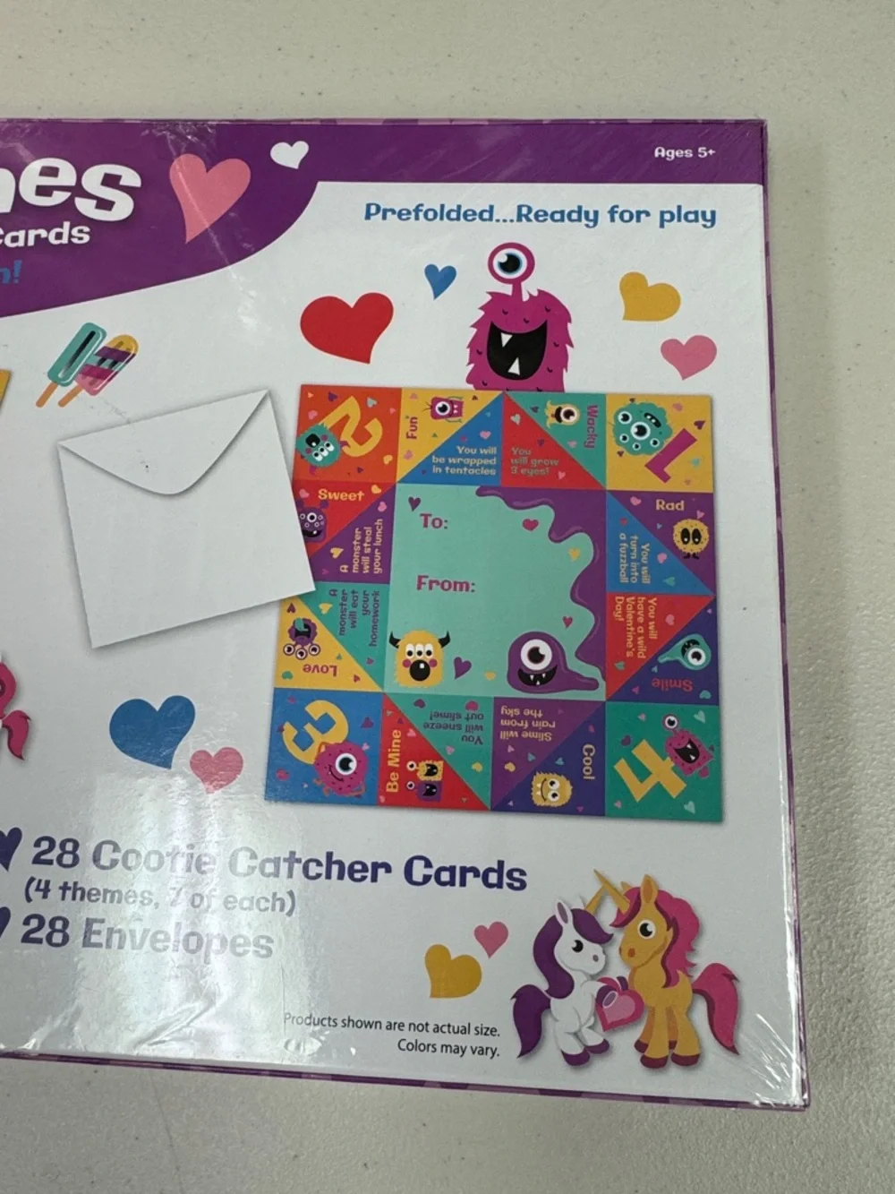 Valentine’s Cootie Catcher Cards 4 fun styles 28 count cootie catcher cards new